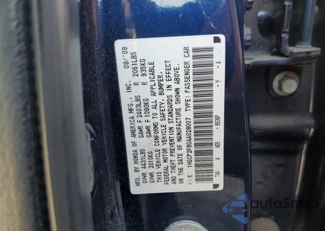 2010 Honda Accord Exl z USA, uszkodzony, nr VIN 1HGCP2F80AA028007